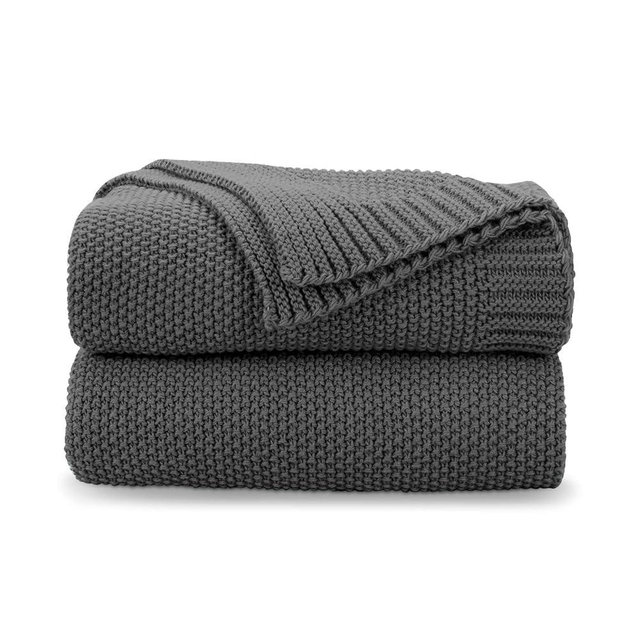 CozeCube Dark Grey Throw Blanket for Bed, Soft Cozy Cable Knit Throw Blanket for Twin Bed, Lightweight Warm Decorative Farmhouse Christmas Throw Blanket for Couch Sofa, 60"x80", Charcoal Grey
