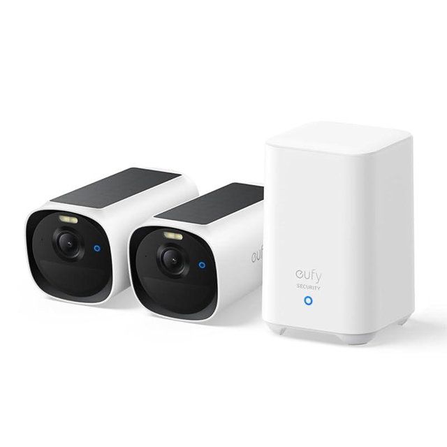 eufy Security eufyCam E40 2-Cam Kit (HomeBase 2), Outdoor Wireless Solar Security Camera, 2K Resolution with Integrated Solar Panel, MaxColor Night Vision, Local Storage, No Monthly Fee