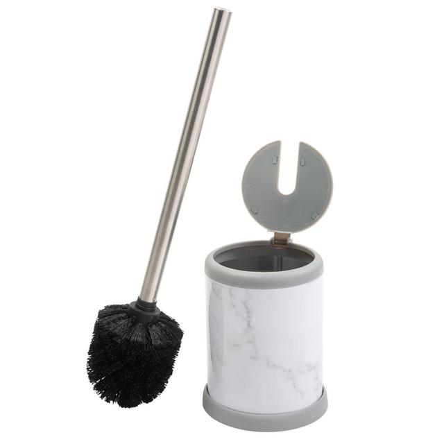 Toilet Brush with Self Closing Lid Marble - Bath Bliss
