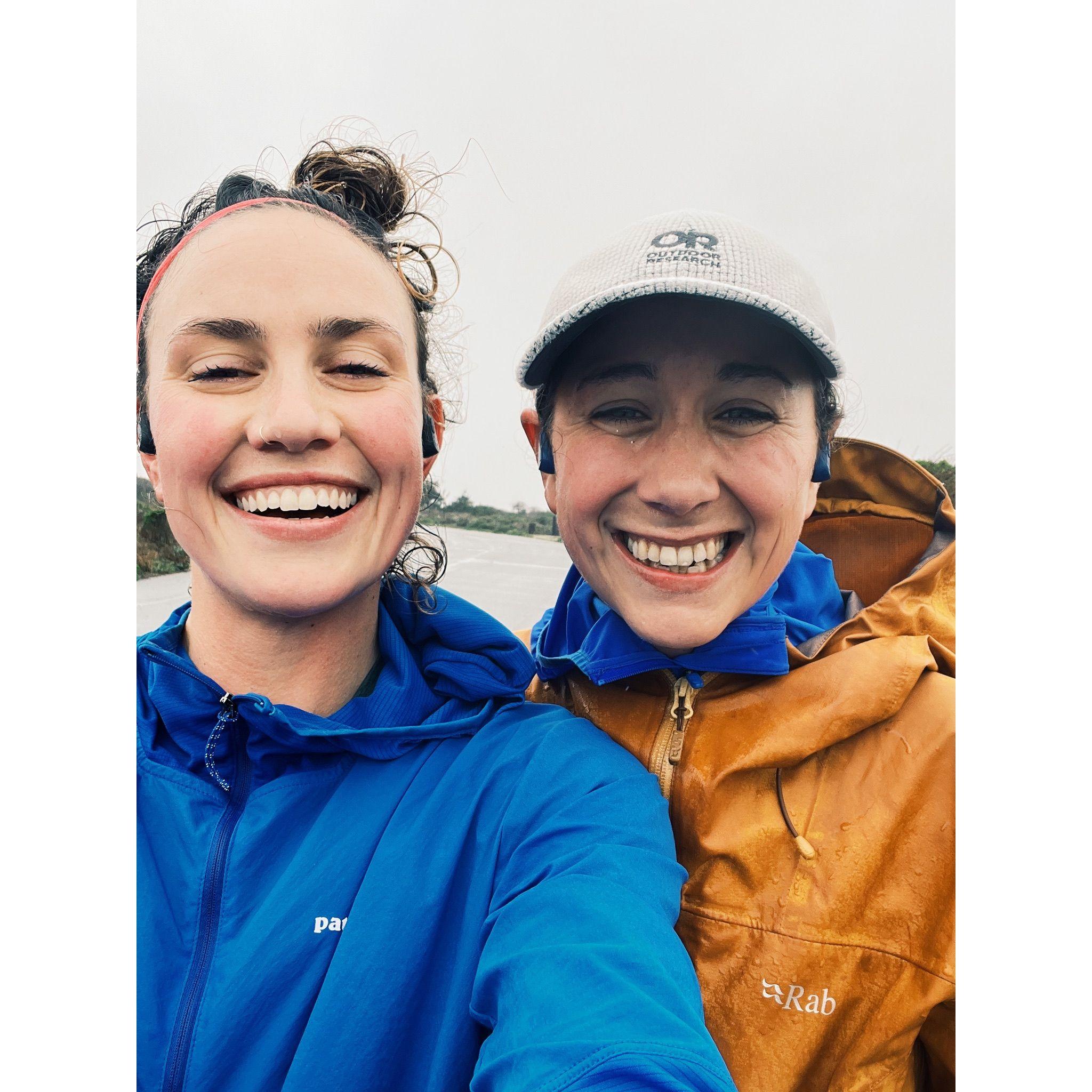 our post-we just got engaged run! accompanied by gale force storm!