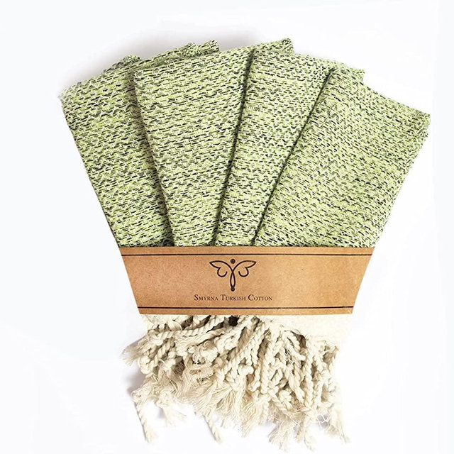 Smyrna Turkish Cotton Kitchen Dish Towels Pack of 4 | 100% Natural Cotton, 15 x 26 Inches | Machine Washable Wash Cloths | Ultra Soft, Absorbent, Prewashed and Quick Dry Turkish Dish Towels(Pistachio)