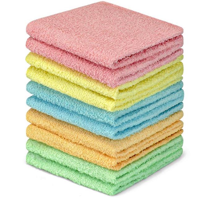 DecorRack 10 Pack 100% Cotton Wash Cloth, Luxurious Soft, 12 x 12 inch Ultra Absorbent, Machine Washable Washcloths, Assorted Colors (10 Pack)