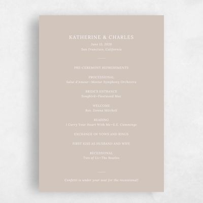 Tan, Brown Wedding Program - Stevens