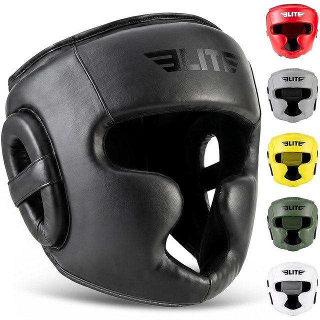 Elite Sports Boxing Headgear Men, Boxing Head Guard Sparring Gear, MMA Headgear Kickboxing Muay Thai Training Helmet, Protective Fighting Gear, Adjustable Face Protection