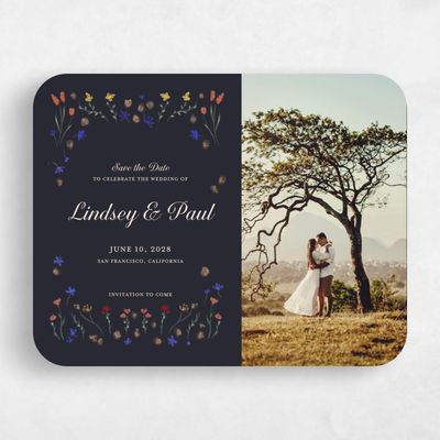Black Rounded Wedding Save the Date - Harebell Photo