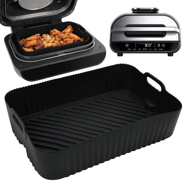 BYKITCHEN Reusable Air Fryer Silicone Liners for Ninja FG551/DG551/IG651 Foodi Smart XL Indoor Grill, Rectangle Silicone Air Fryer Liners, Ninja Foodi Grill Accessories