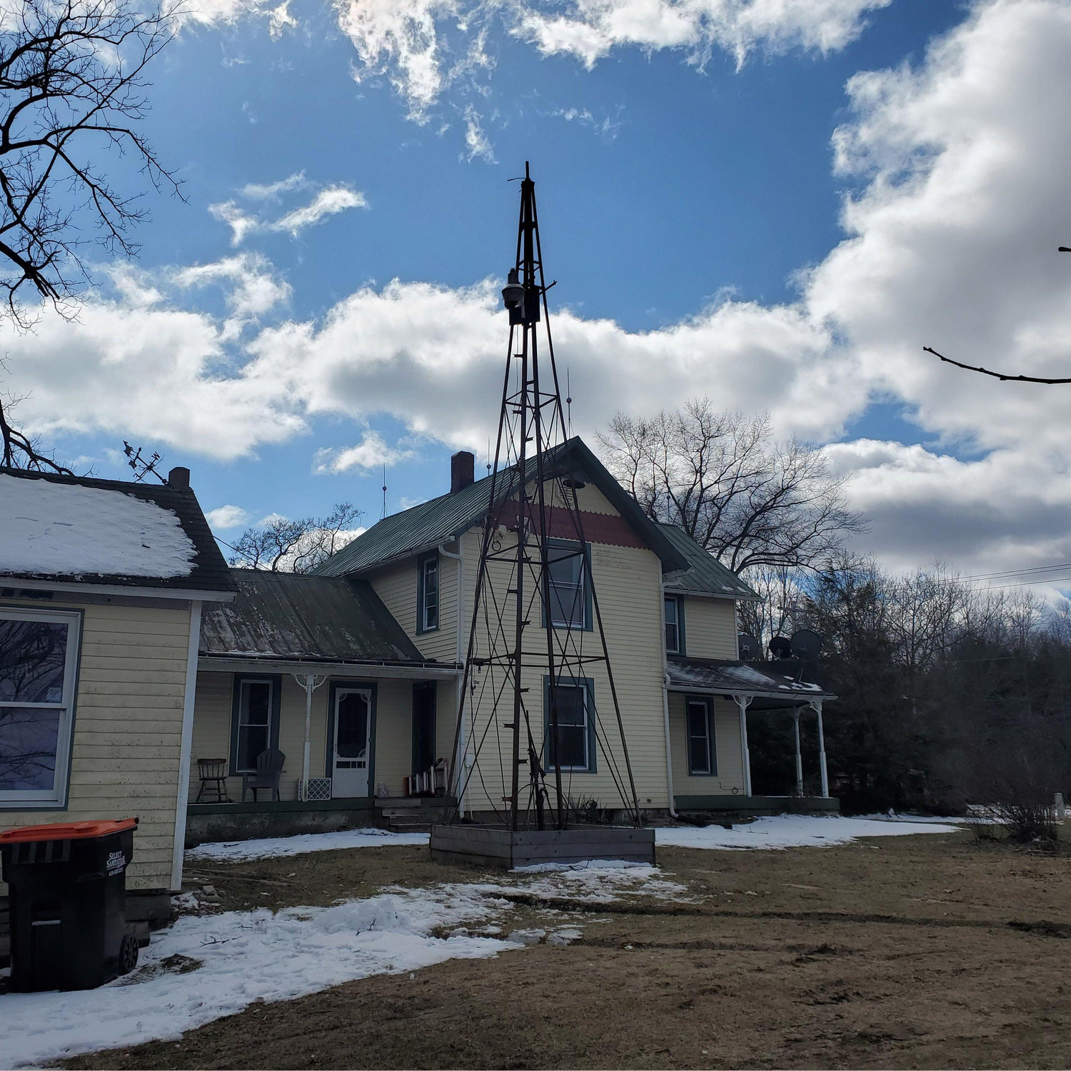 First "big" project--having trees trimmed in March 2023! Now you can see the historic windmill tower very easily. We hope to restore it in the next couple years!
