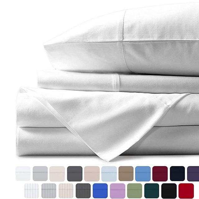 Mayfair Linen 100% Egyptian Cotton Sheets, White King 6 PC Sheets Set, 800 Thread Count Long Staple Cotton, Sateen Weave for Soft and Silky Feel, Fits Mattress Upto 18'' DEEP Pocket