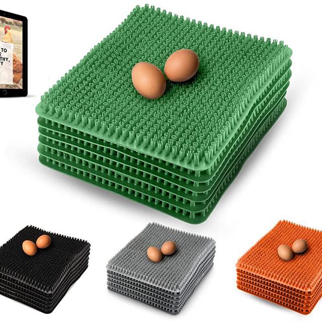 Roosty's Chicken Nesting Box Pads x6 | Washable Nesting Pads Hens | Raising Poultry Ebook Included | for Chicken Coops, Nesting Boxes, Chicken Bedding | Chicken Coop Accessories (Green)