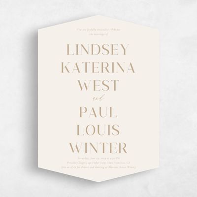 Beige Diamond Wedding Invitation - Philippa Portrait