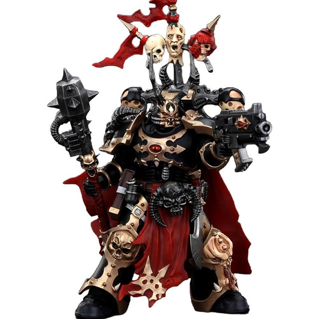 JOYTOY Warhammer 40K 1/18 Action Figures Chaos Space Marines Black Legion Chosen Champion with Bolter and Power Maul Collectible Model 4.9Inches