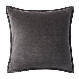 Washed Velvet Pillow Cover 20", Ebony