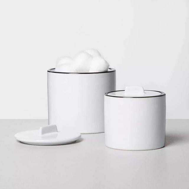 Hearth Hand with Magnolia Set of 2 Bath Canister White Small and Large