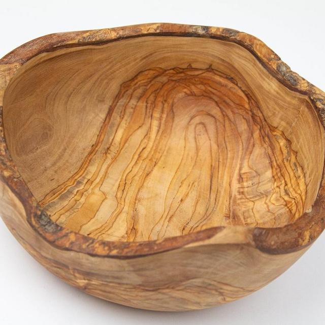 Large Olive Wood Bowl handmade with 2 Salad Servers