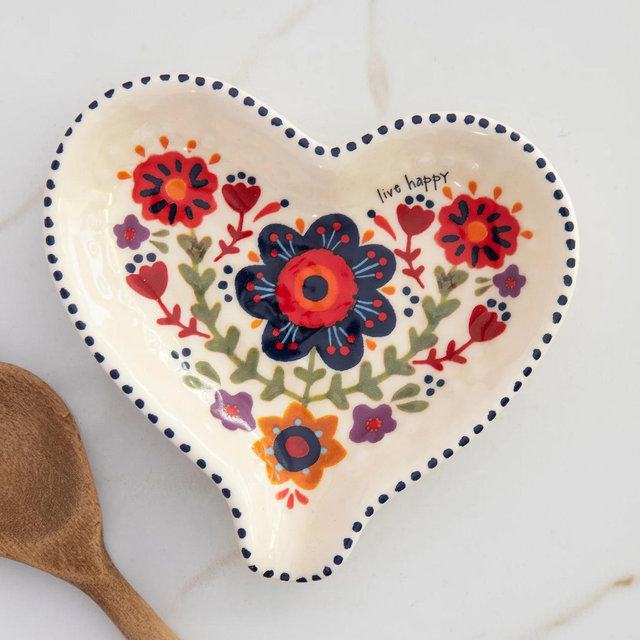 Ceramic Spoon Rest - Live Happy Heart