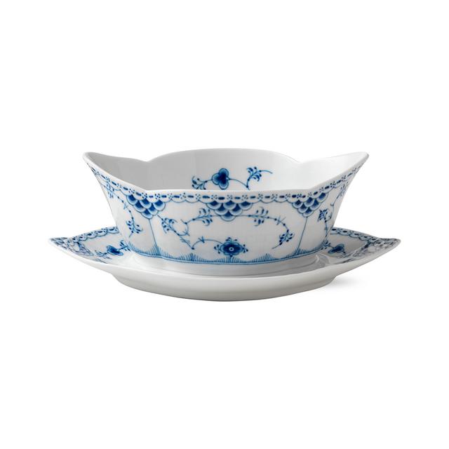 Blue Fluted Half Lace Sauce Boat 55 cl