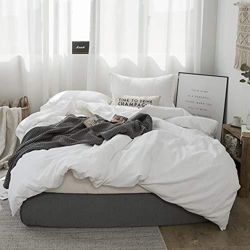 Simple&Opulence French Linen Duvet Cover Set 3 Piece Comforter Cover Sets Solid Color Ultra Soft Luxury Bedding Set with 2 Pillowcases(Off White,King)