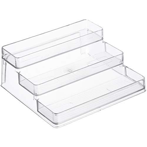 Home Intuition 3-Tier Spice Rack Step Shelf Cabinet Organizer, Clear (1)
