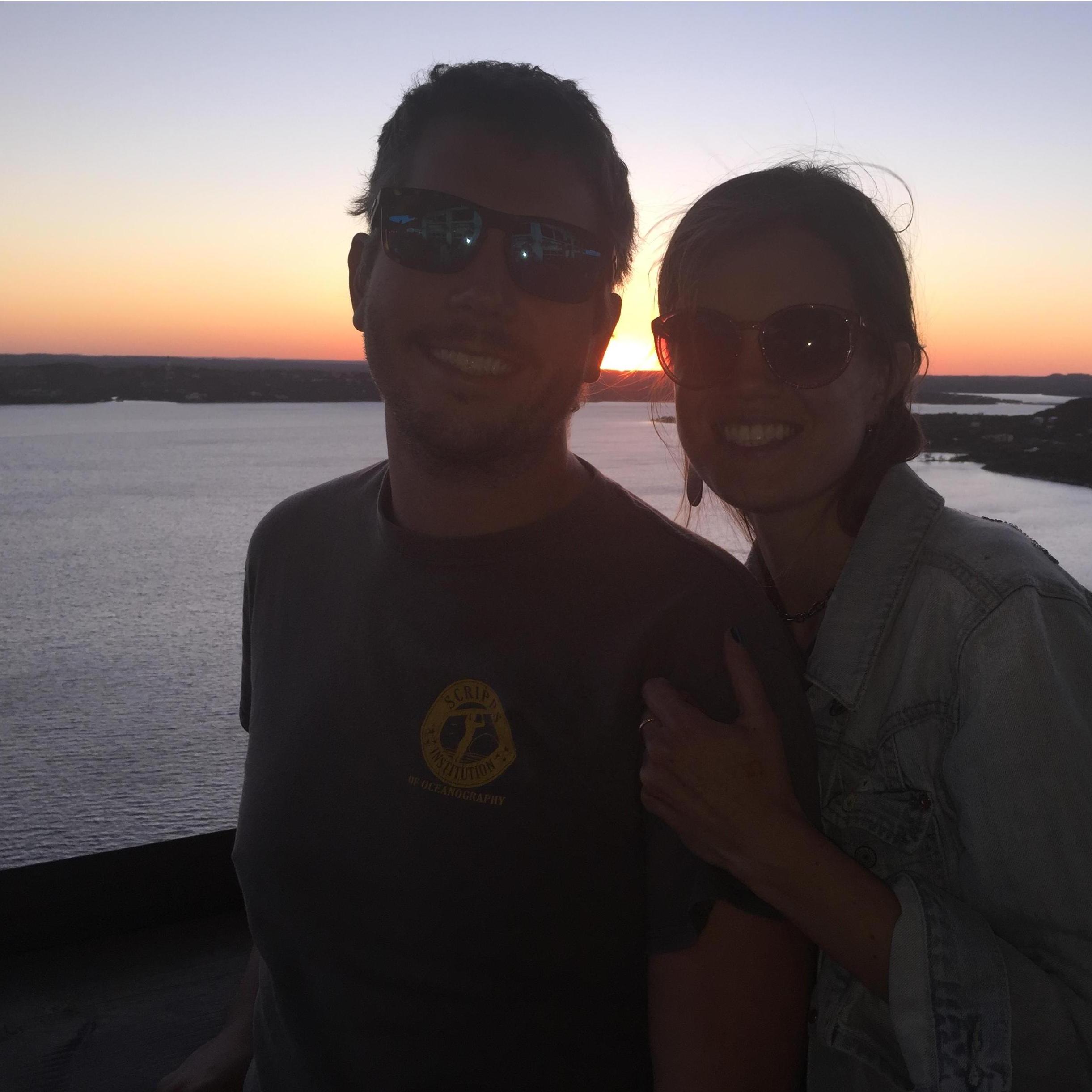 Lake Travis sunset (we'll welcome you with this at the Oasis!)