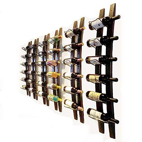 DCIGNA Wall Mounted Wine Rack Wooden, Barrel Stave Wine Rack, Wooden Wine Bottle Holder Rack, Imported Pine Wood and Metal - 6 Bottles 40x7.6inch (Red Wine Color)
