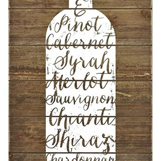 MCS 66964 Bar None Wood Plank Wine Varietal Wall Art, 10"x20", Brown