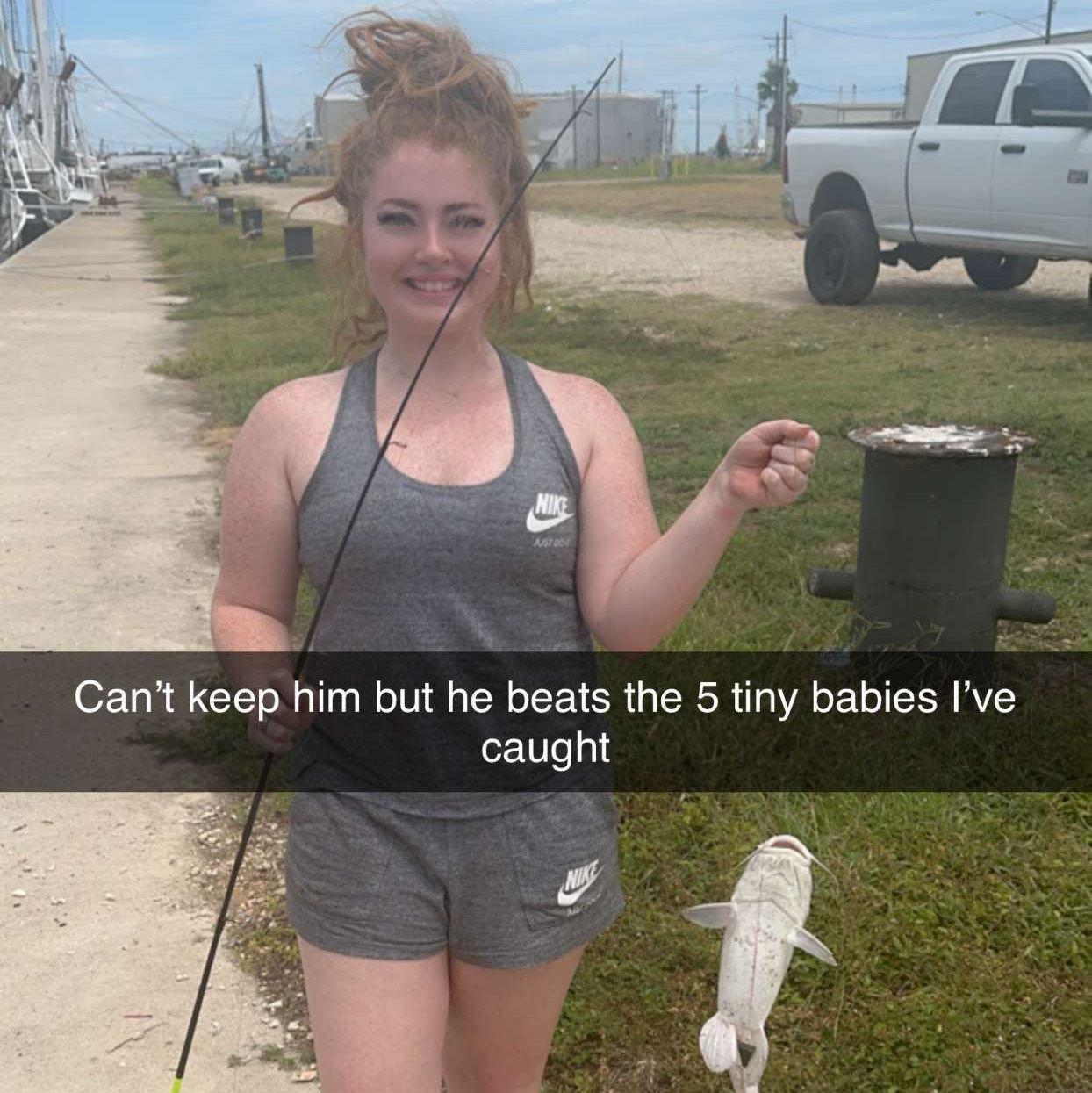 My first catch, our first time fishing together at the Harbor