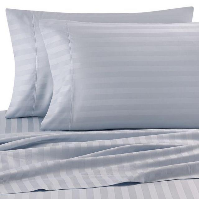 Wamsutta® Damask Stripe 500-Thread-Count PimaCott® King Sheet Set in Light Blue