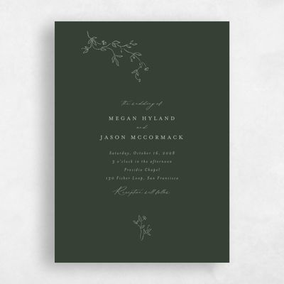 Green Floral Wedding Invitation - Sequoia Classic
