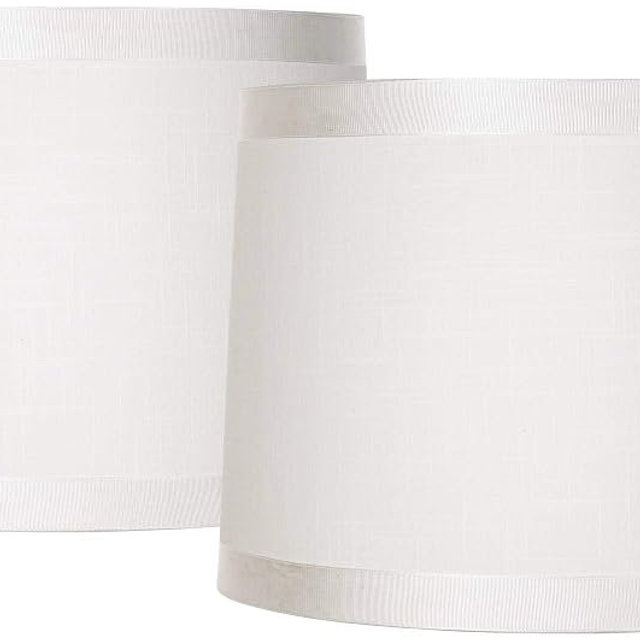 Set of 2 White Fabric Large Drum Lamp Shade (Pre-Assembled) s 13" Top x 14" Bottom x 10" High (Spider) Replacement with Harp and Finial - Springcrest