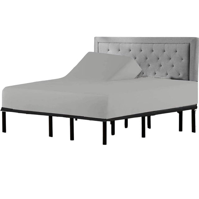 Split Top King Fitted Sheet Only for Sleep Number Adjustable Beds,100% Giza Cotton,Split Top King Fitted Sheet for Adjustable Bed,Adjustable Bed Fitted Sheet 34" Flex Head King Size,1 Pc (Light Grey)