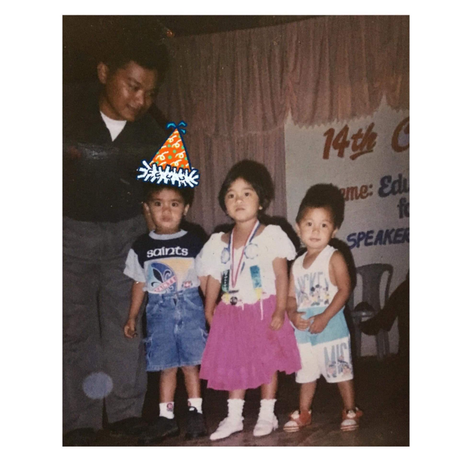 Hannah looking proud with cutesy baby bro Julius Anthony, birthday boy cousin Clark Duval with his tiger look and Papa ❤️