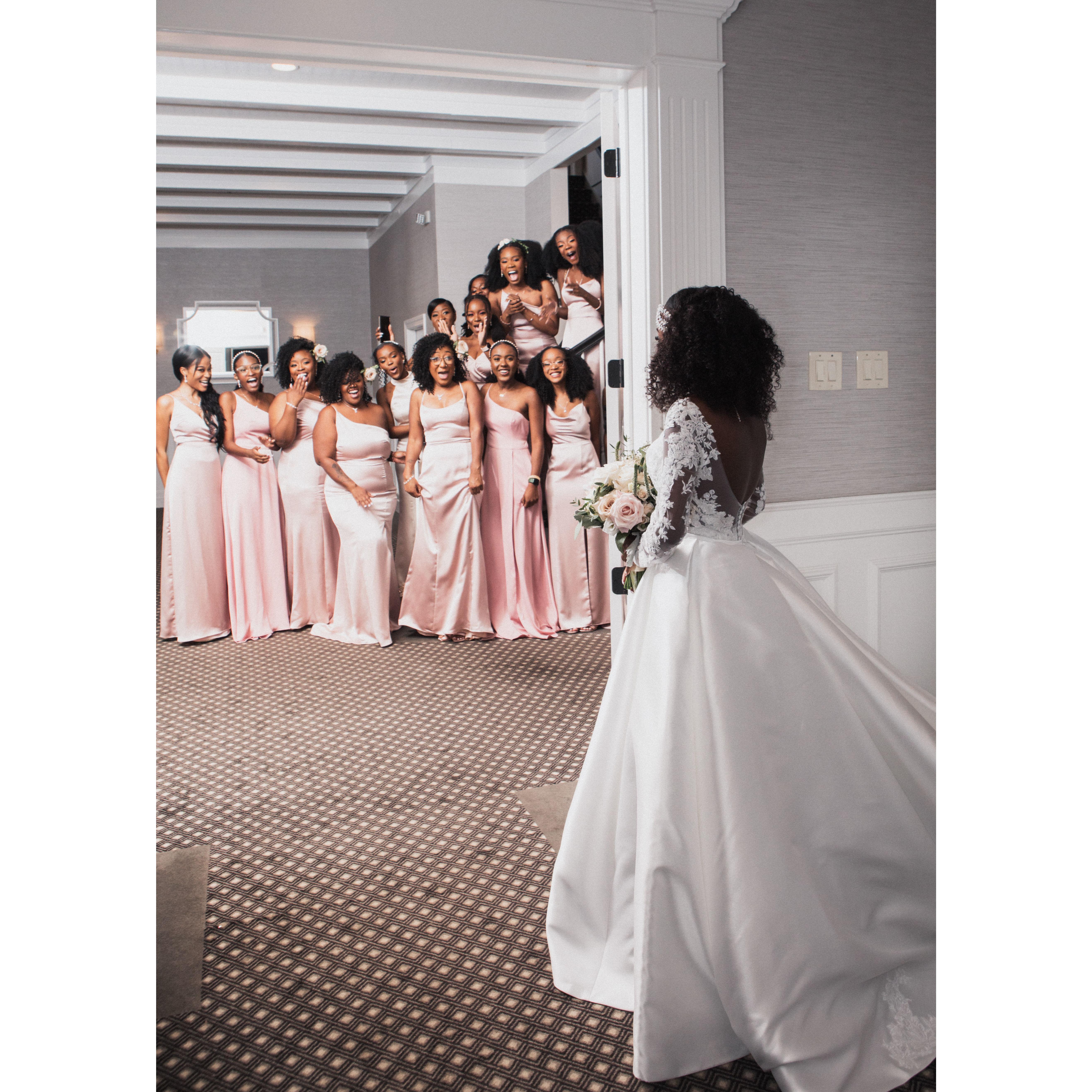 Bridal Party first look at the bride