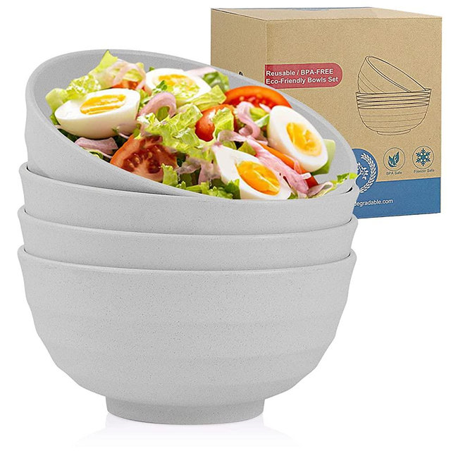 Wheat Straw Bowl Sets,4 PCS Unbreakable Cereal Bowl 60 OZ，Microwave and Dishwasher Safe Bowls,Super Big Bowl Sets BPA Free Eco Friendly Bowl Color Bowls for Serving Soup,Oatmeal and Salad Etc…