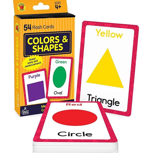 Carson Dellosa Colors and Shapes Flash Cards—Double-Sided, Essential Shapes, Basic Colors, Names With Illustrations, Early Math and Reading Comprehension Practice Set (54 pc)