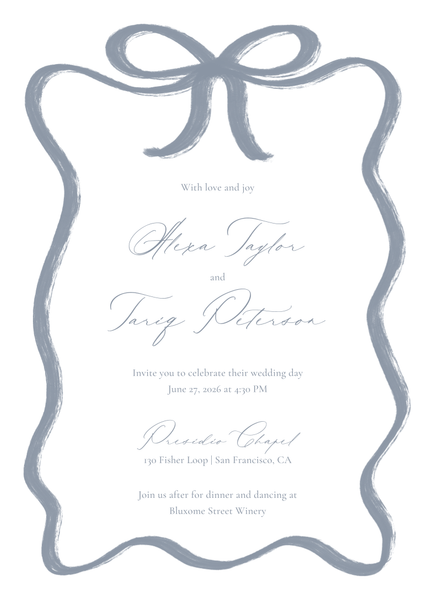 Chausey Portrait | Periwinkle Gray | Zola Wedding Invitations