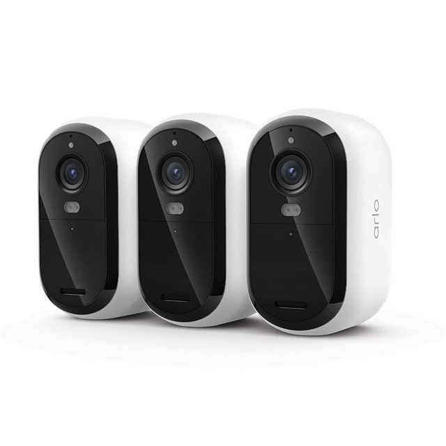 Arlo Essential Security Camera (3rd Gen - 2025 Release), 2K, Battery Power, Person Recognition, Package Detection, Animated Preview, 1-Month Trial of Secure Plan, Dual-Band WiFi, 3 Cam, White