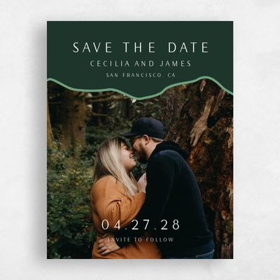 Green Fall Wedding Save the Date - Cedarcrest Photo