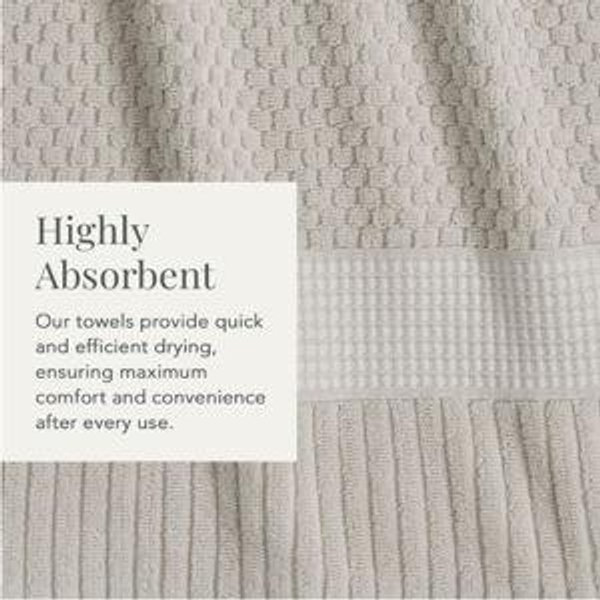 NY Loft 100% Cotton Bath Towel 4 Pack | Super Soft & Absorbent Quick-Dry Bath Towels 30" x 52" |Textured and Durable Cotton | Trinity Collection (4 Pack Bath Towel, Quiet Grey)