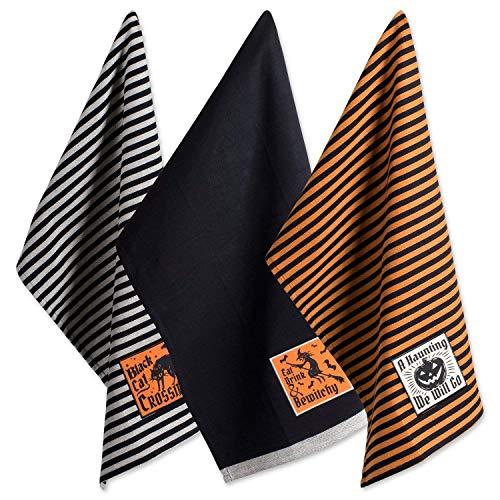 DII Cotton Halloween Holiday Dish Towels, 18x28" Set of 3, Decorative Oversized Embellished Kitchen Towels, Perfect Home and Kitchen Gift-Happy Haunting