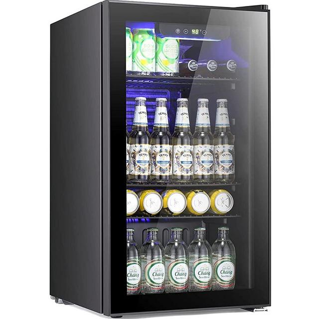 Antarctic Star Beverage Refrigerator -120 Can Mini Fridge for Soda Beer or wine,Small Drink Dispenser, For Office or Bar with Adjustable Removable Shelves，Convertible door ，3.2 Cu. Ft. 