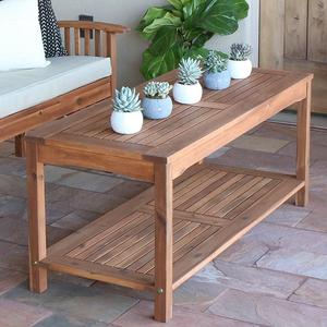 Walker Edison - Lawn & Garden - Walker Edison Furniture Company Solid Acacia Wood Patio Coffee Table - Brown