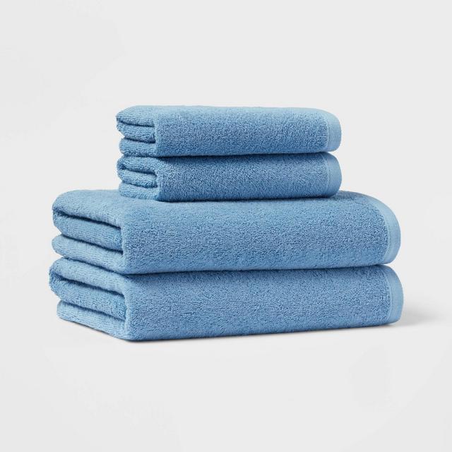 4pc Bath Towel/Hand Towel Set Blue - Room Essentials™