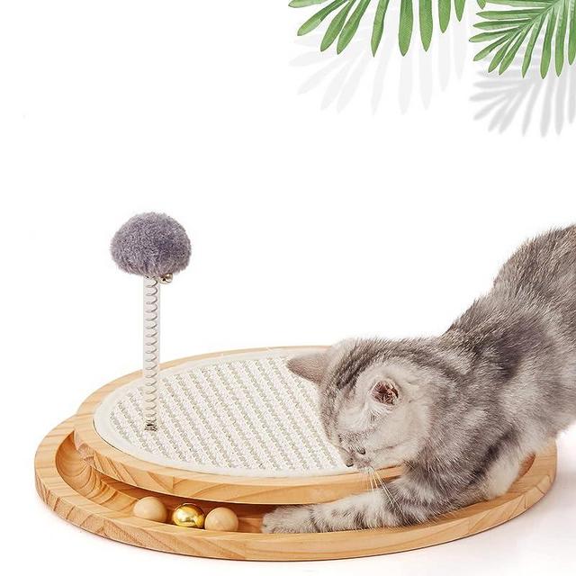 LMUGOOS Cat Scratcher,Cat Natural Sisal Scratching Pad,Kitten Interactive Toy with Ball Track Spring Ball for Chasing Hunting Mental Physical Exercise Puzzle…