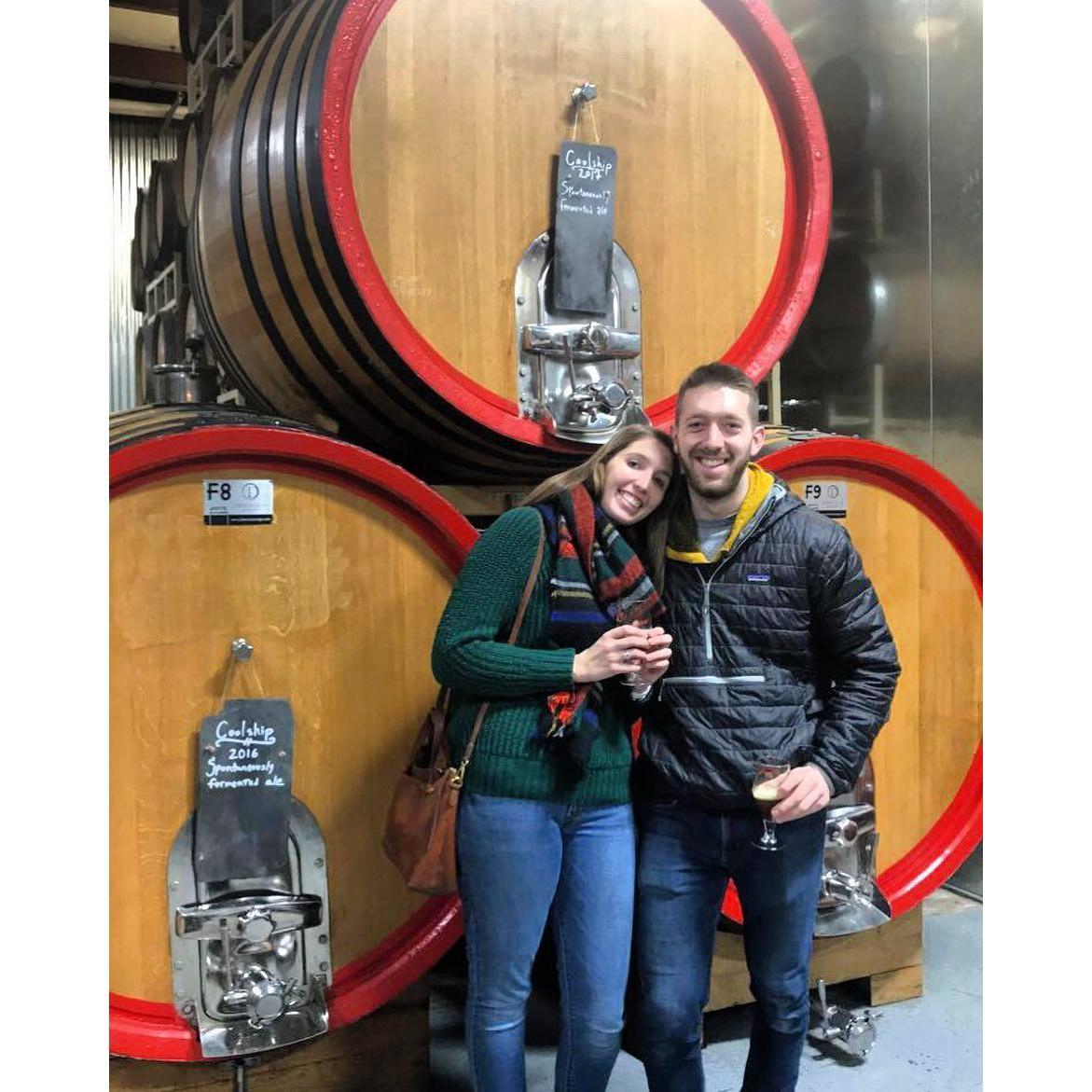 One of the MANY breweries we have visited together. Allagash Brewing in Portland, ME.