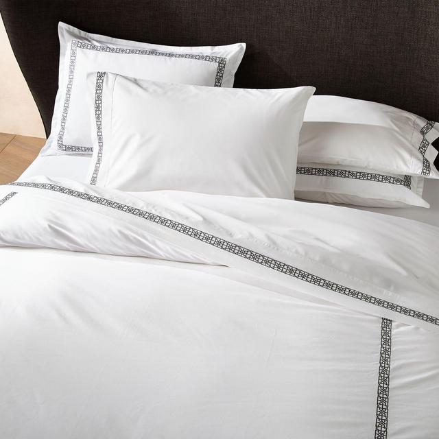Lior Organic Grey Embroidered Duvet Cover King