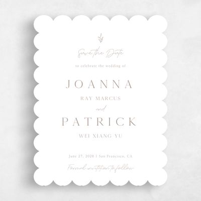 White Scalloped Wedding Save the Date - Sivas Portrait