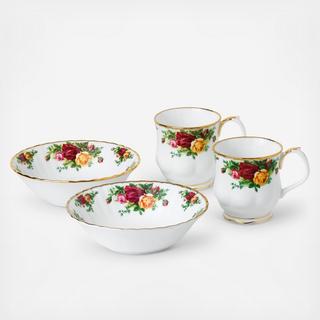 Old Country Roses 4-Piece Breakfast Set, Service for 1