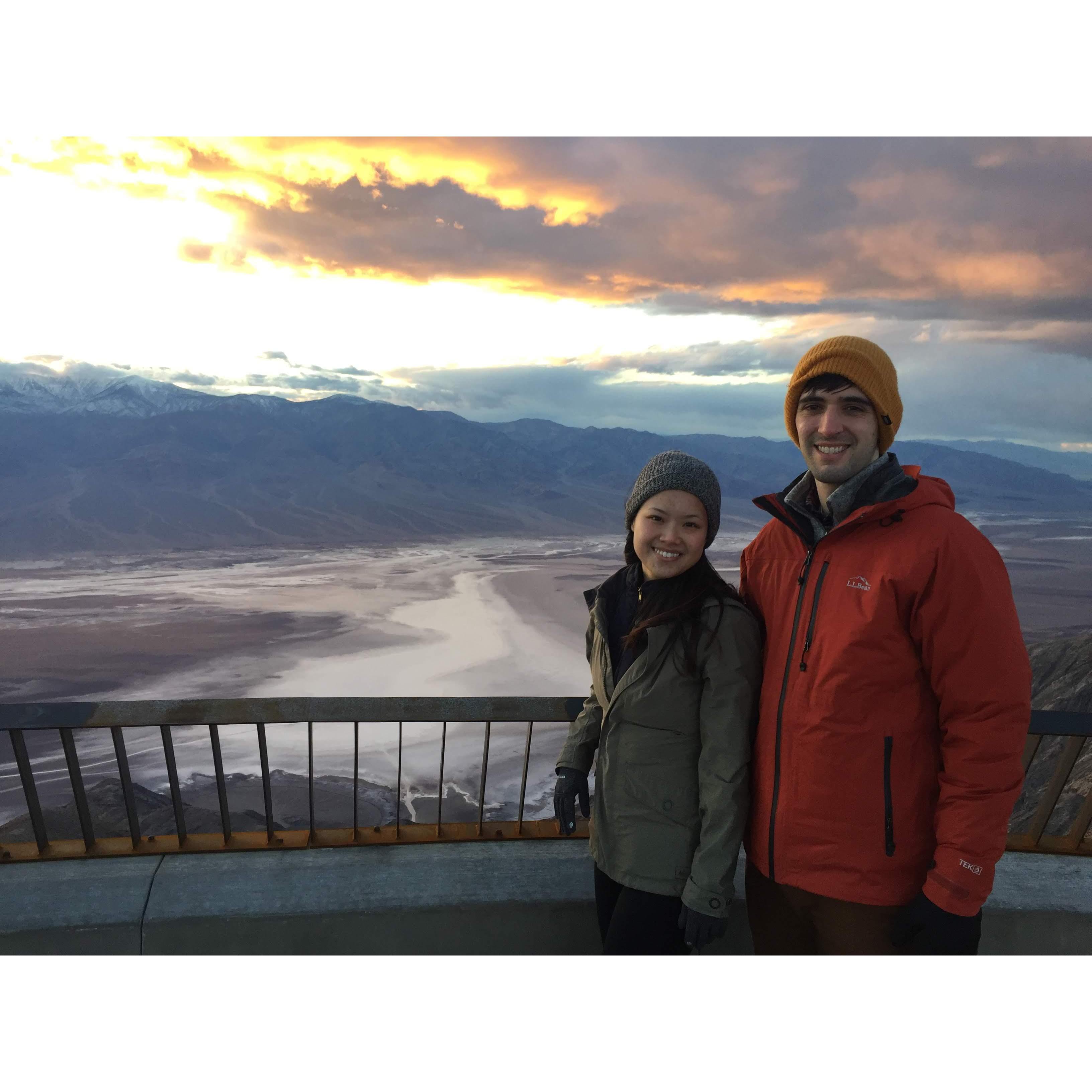 Over the years, we have tried to convince ourselves and others that we are outdoorsy people. Here's us looking out over Death Valley on a camping weekend together.
