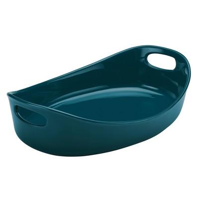 Rachael Ray 4.5qt Stoneware Bubble and Brown Oval Baker Blue