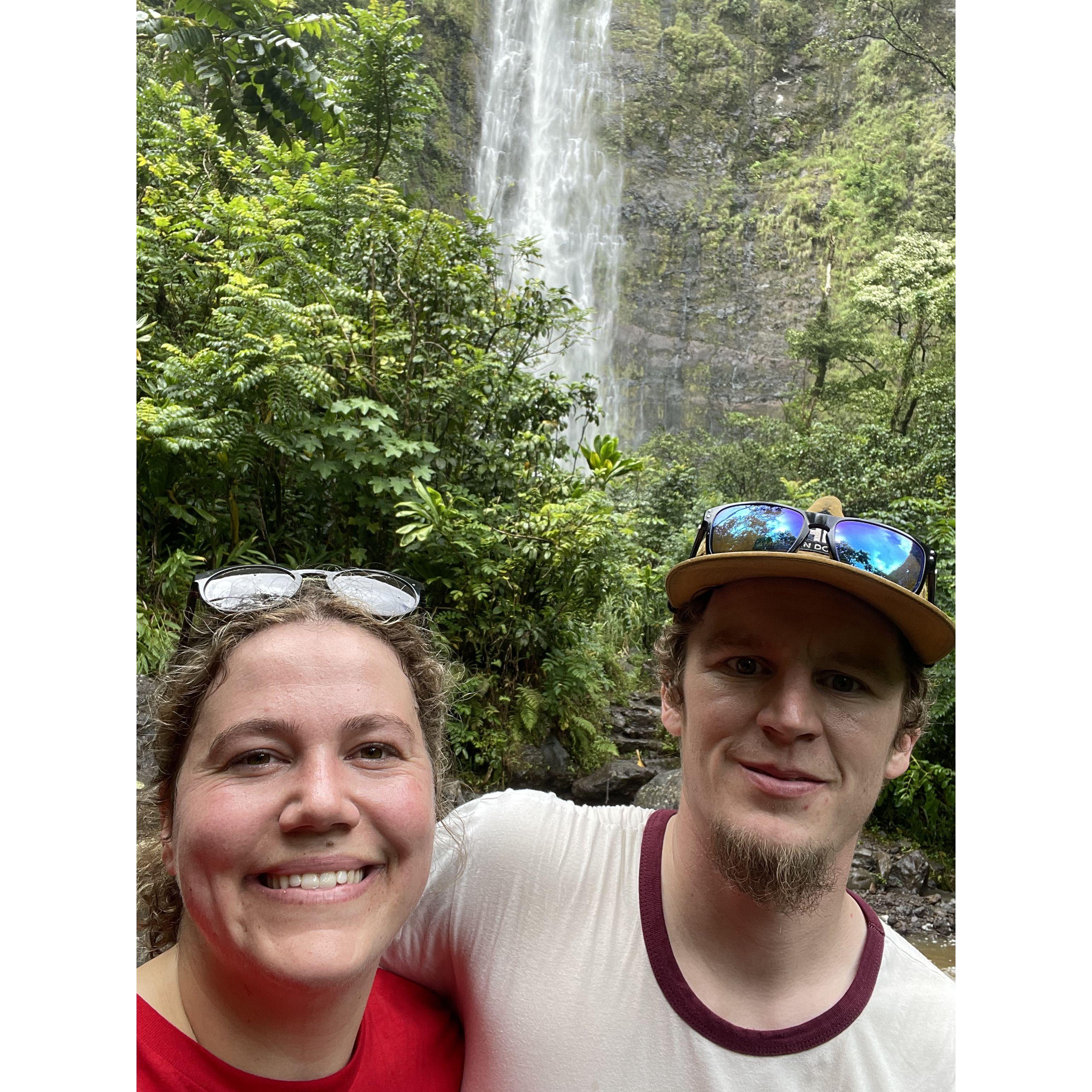 We hiked up to a remote waterfall on Maui this past December